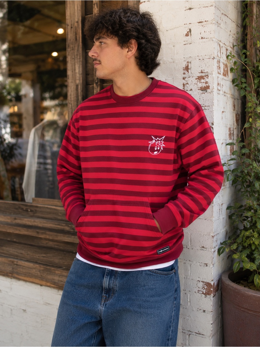 The Hundreds Adam Bomb Striped Kangaroo Pocket Sweatshirt XL